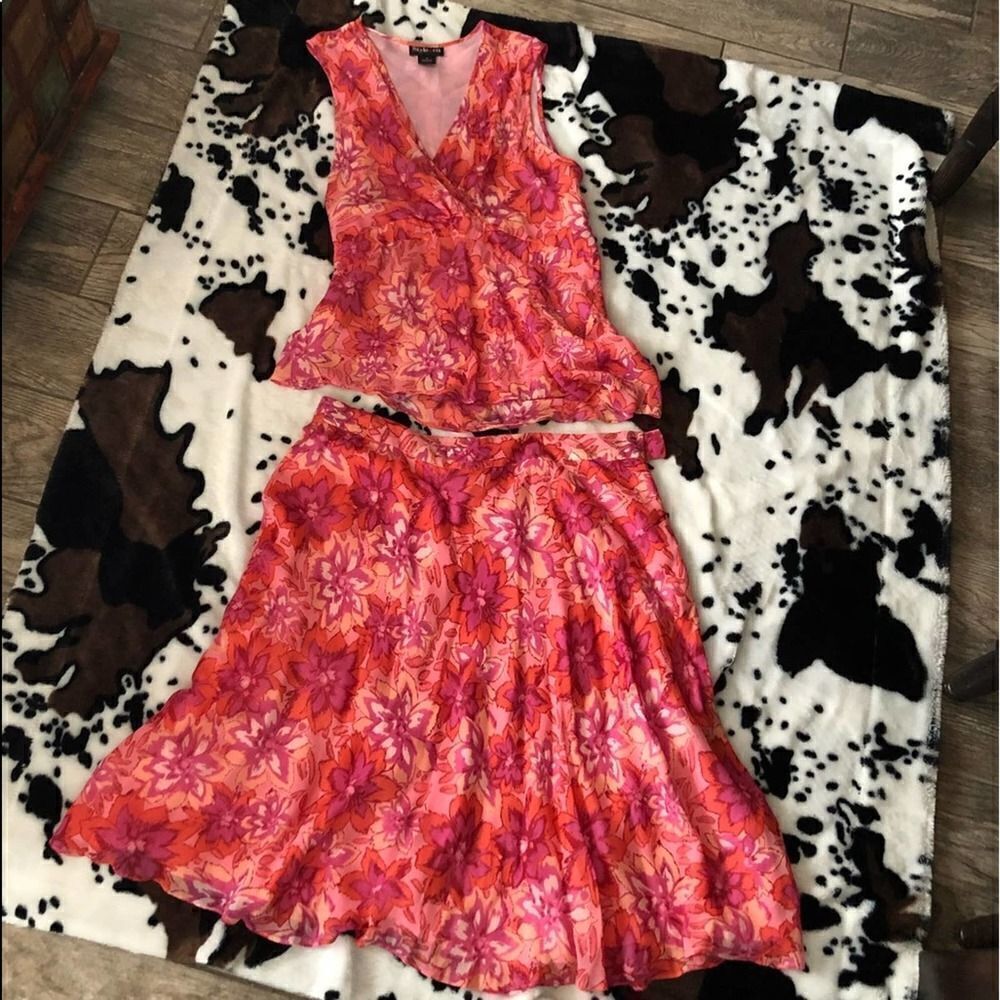 Style & Co. Floral Tank Top & Skirt Outfit Size 16